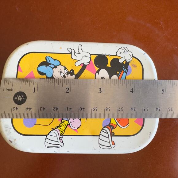 Vintage Walt Disney Mickey & Minnie Mouse Exercise Tin Box With Lid & Handles - Picture 10 of 12
